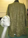 Swagger Coat in Light Weight Green Crinkle Wool with Light Weight Mohair Accents. 