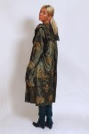 Swagger Coat in Light Weight Green Crinkle Wool with Light Weight Mohair Accents. 